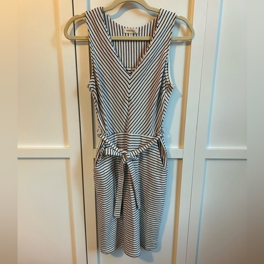 Montea striped tie waist dress